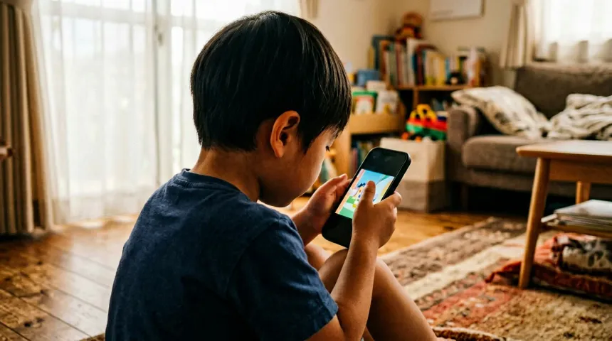 子どもが画面を近距離で見ている様子